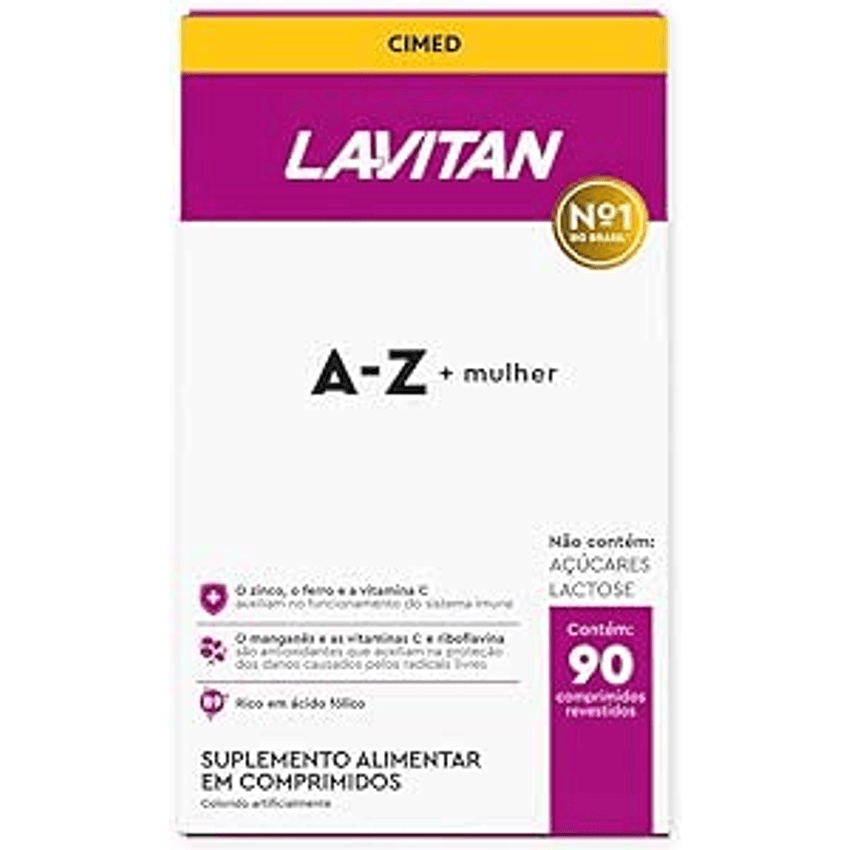 Multivitamínico Lavitan AZ Para Mulher Com 90 Comprimidos