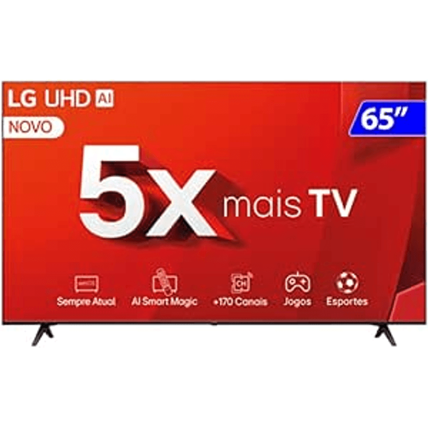 Smart TV 4K 65" LG UHD 65UT8050 Processador α5 Ger7 AI Alexa/Chromecast integrado Otimizador de Jogos webOS 24 Controle Smart Magic