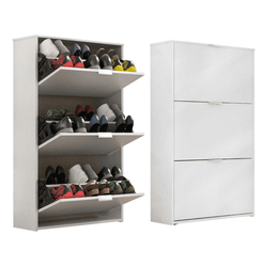 Sapateira Safira 3 Portas (18 Pares De Sapatos) Cor Branca