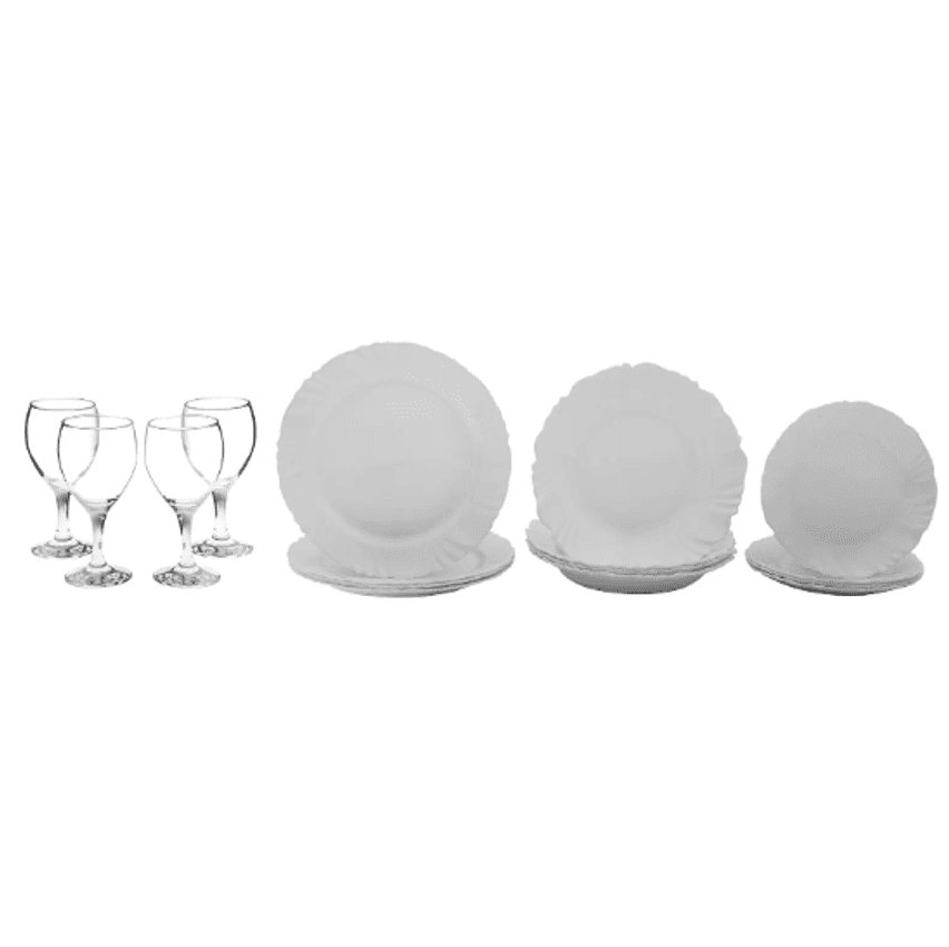 Aparelho De Jantar Com Taça 16 Peças Nadir - Redondo Branco Pétala