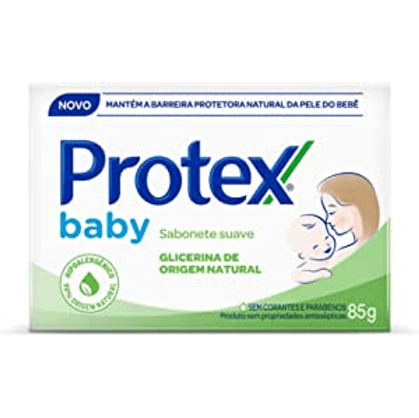 Sabonete em Barra para Bebê Protex Baby Glicerina Natural, Cor: Branco, Tamanho: 85 g (Pacote de 1)