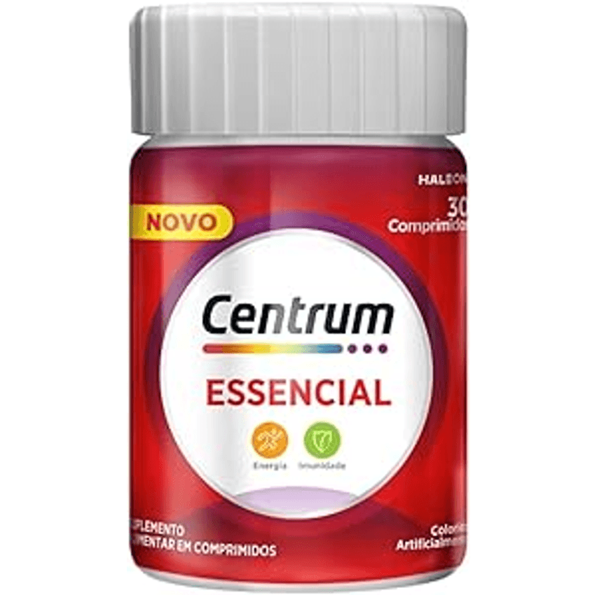 Centrum Essencial, Multivitamínico Adulto, Suplemento Vitamínico com Vitaminas B1, B2, B5, B6, Vitamina D, e Vitamina C, 30 Comprimidos