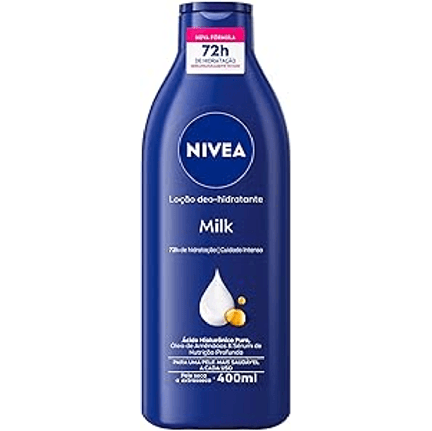 NIVEA Hidratante Corporal Milk Pele Seca - Nutrição intensa para pele seca a extrasseca, com fórmula cremosa que deixa a pele macia, cheirosa e hidratada por 48h - 400ml