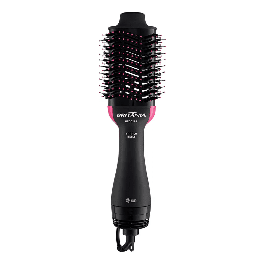Escova Secadora Britânia Bec02pr Bivolt 4 Em 1 1300w Cor Preto e Rosa 110V 220V