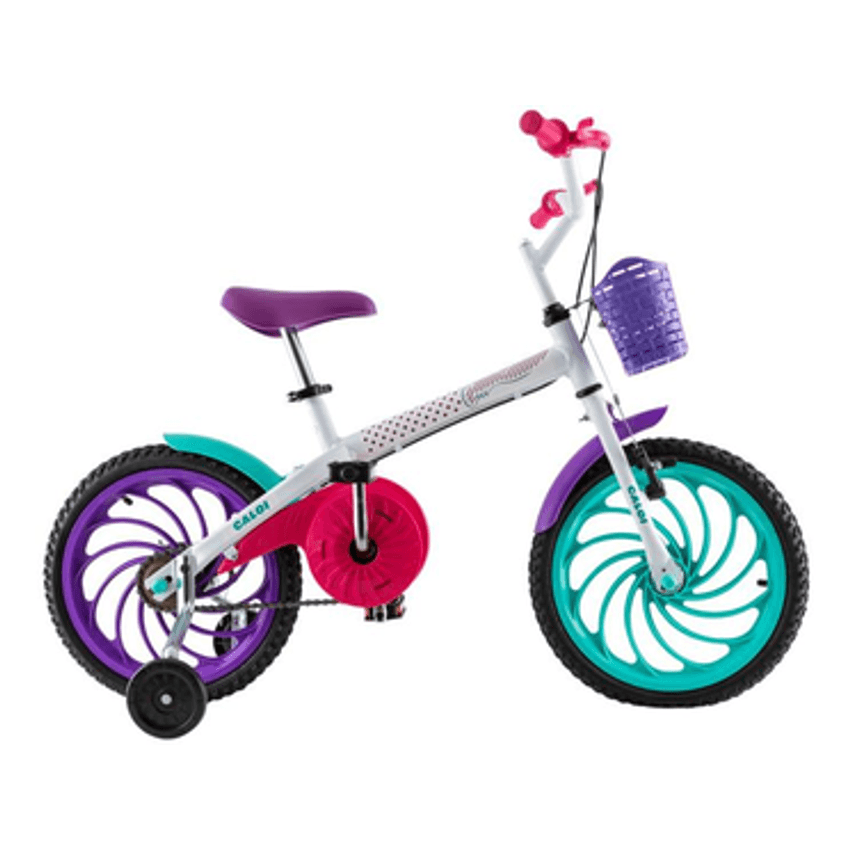 Bicicleta Infantil Aro 16 Caloi Ceci Branca - Com Rodinhas Com Cestinha