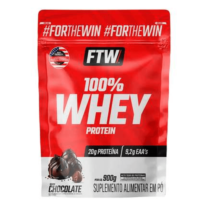 Whey Protein 100% Concentrado Refil 900g Sabor Chocolate - FTW