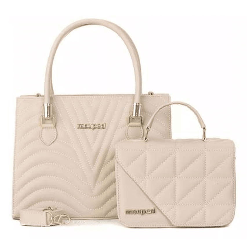 Kit Bolsa Feminina Transversal Ombro + Bolsa Pequena Lateral Cor Marfim