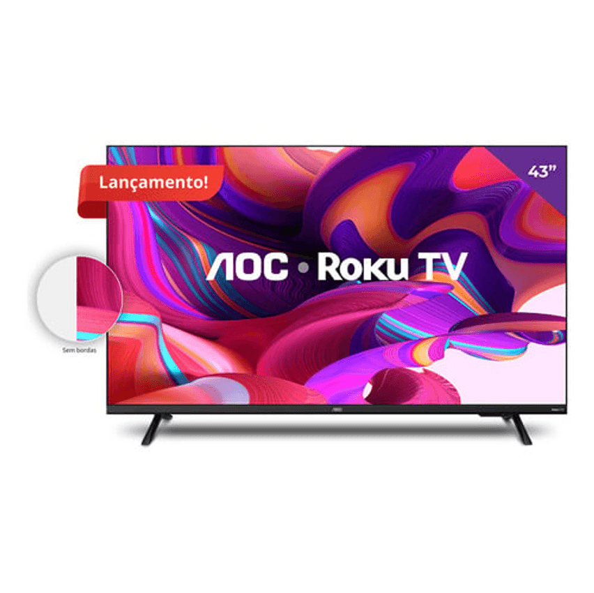 Smart Tv 43'' Full Hd Com Roku Tv 43s5135/78g Aoc Bivolt Cor Preto