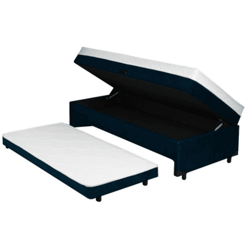 Cama Box Solteiro Smp Conjugada Com Cama Auxiliar - Lightspuma Bibox Baú Lady