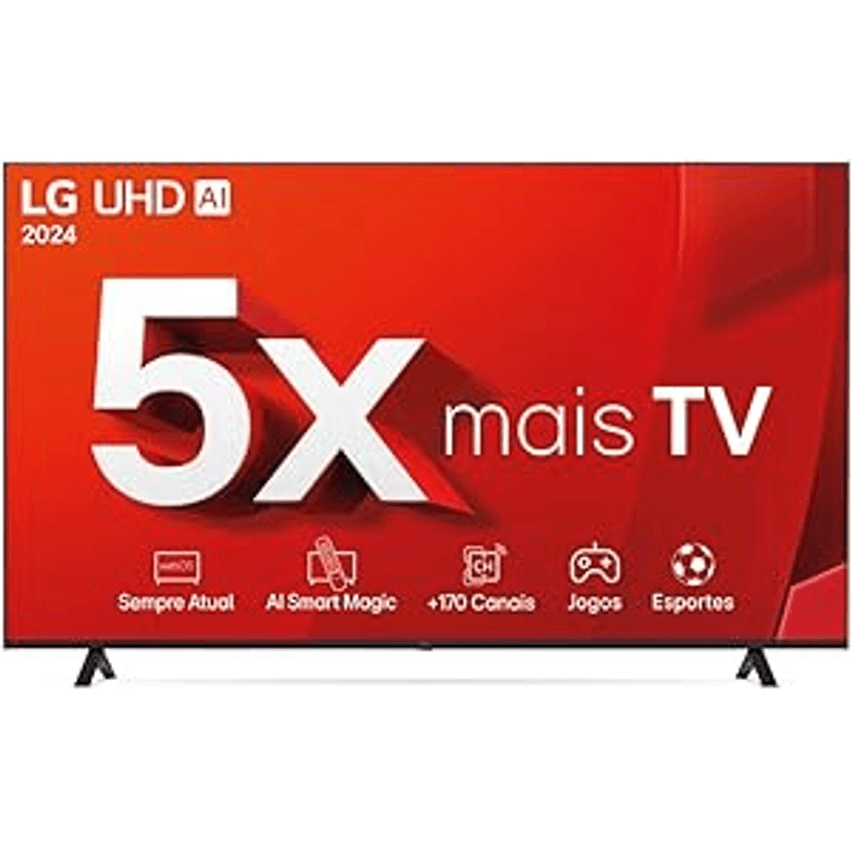 Smart TV 4K 75" LG UHD 75UT8050 Processador α5 Ger7 AI Alexa/Chromecast integrado Otimizador de Jogos webOS 24 Controle Smart Magic