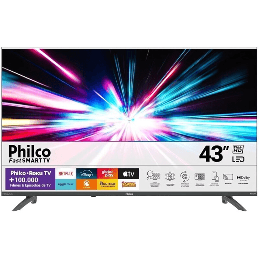 Smart TV Philco 43 Roku Led Dolby Áudio Space Gray PTV43VA4REGB Bivolt