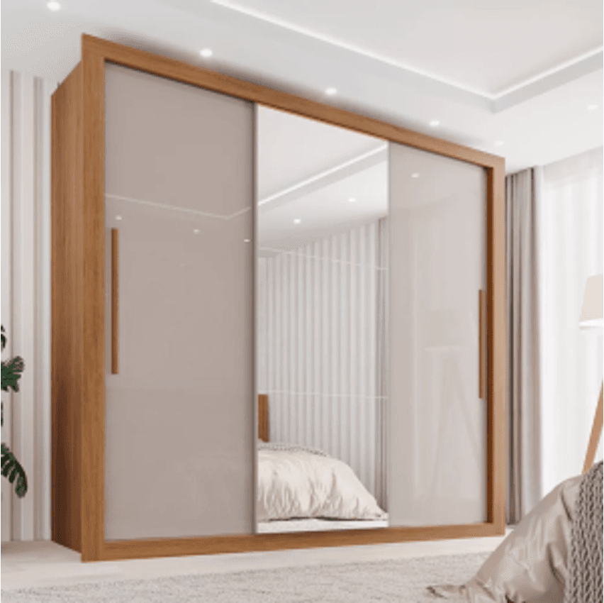Guarda Roupa Casal 3 Portas Com Espelho 4 Gavetas Costa Rica