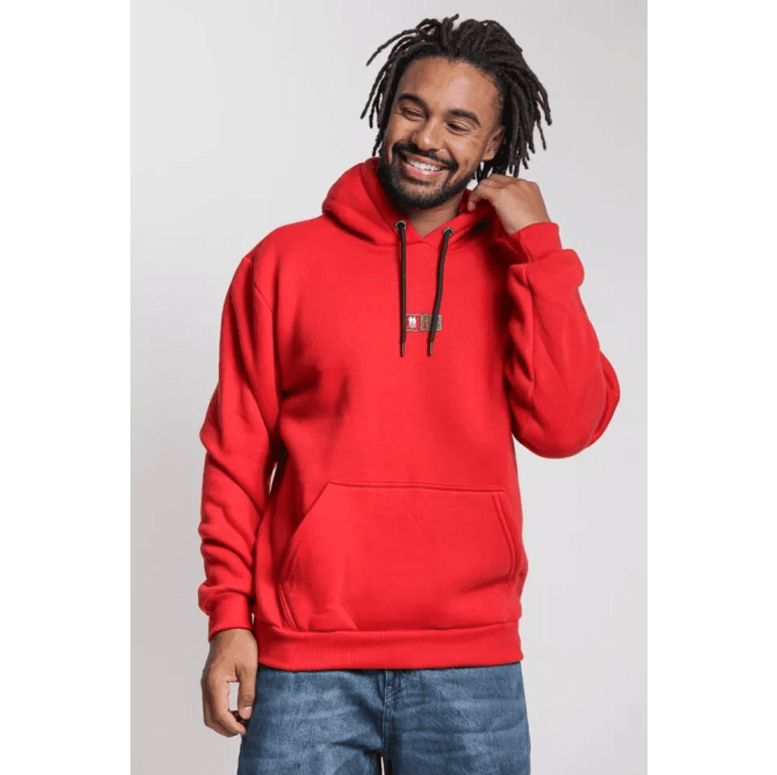 Blusa Masculina Moletom Canguru Polo Wear Vermelho Medio