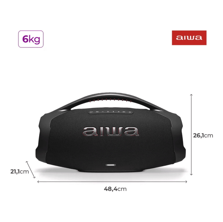 Caixa De Som Boombox Aiwa AWS-BBS-01B 200w IP66 30hs De Bateria Preto