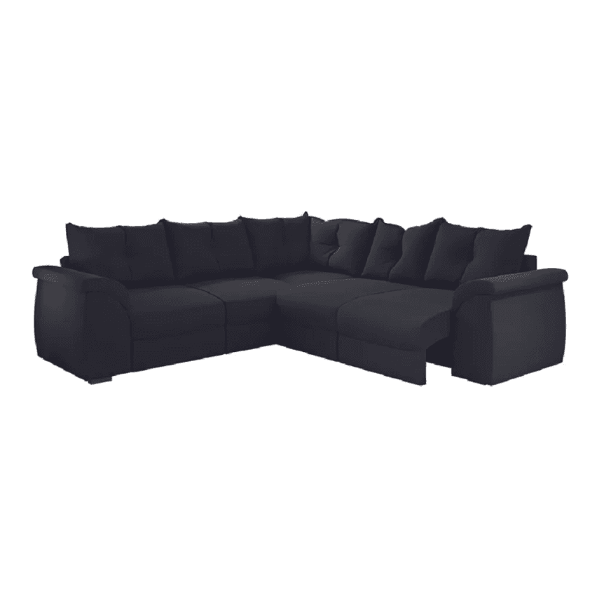 Sofá De Canto 5 Lugares Retrátil Qatar Suede Preto
