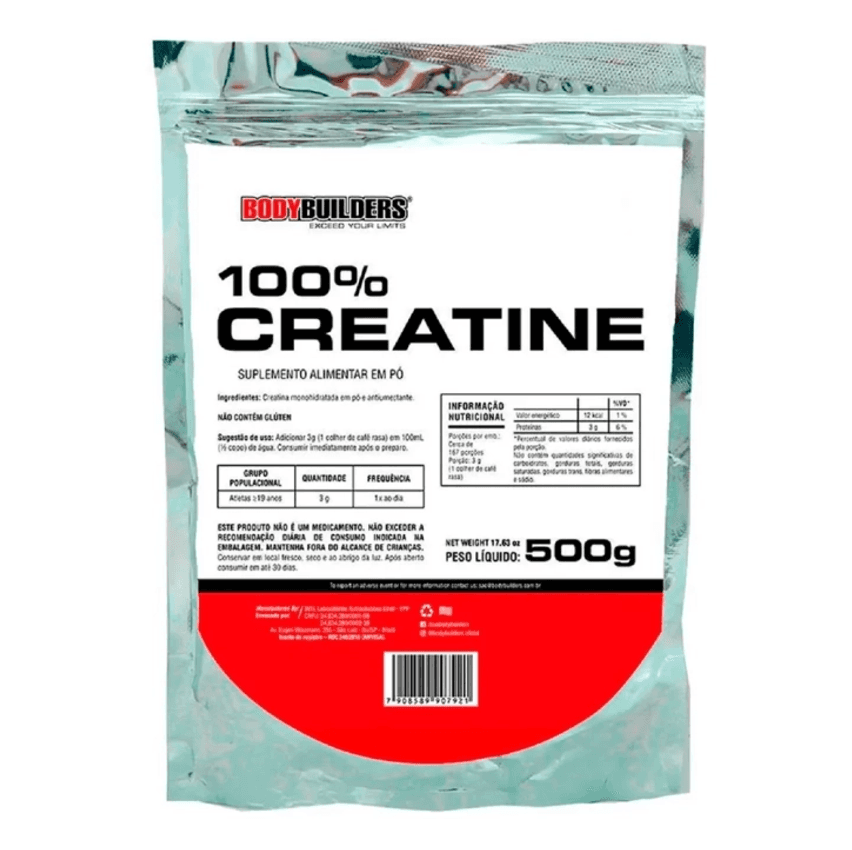 100% Creatina Pura 500g Bodybuilders - Aprovada Abenutri