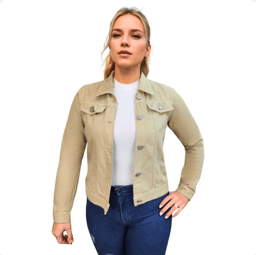 Jaqueta Jeans Feminina Color Moda Fashion - Envio Imediato