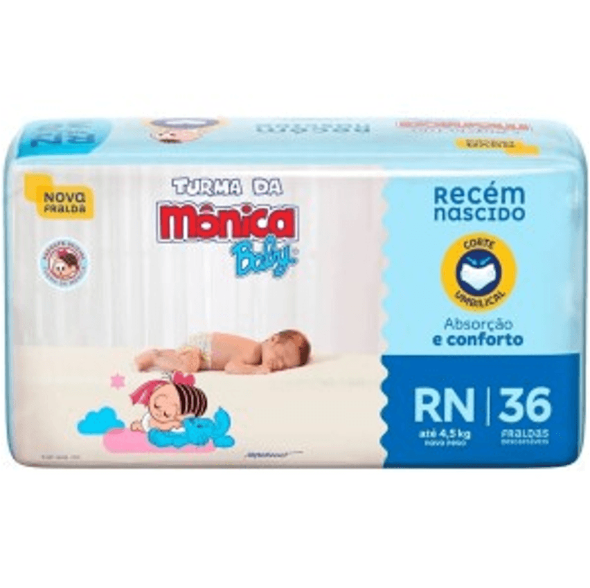 Fralda Turma da Mônica Baby Jumbo RN 36 Unidades