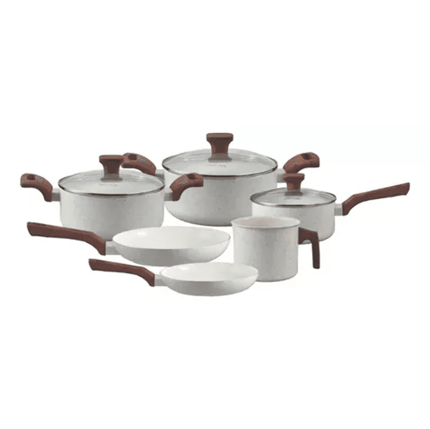 Conjunto Jogo 6 Panelas Pratic Cook Vanilla Marmol Indução Mimo