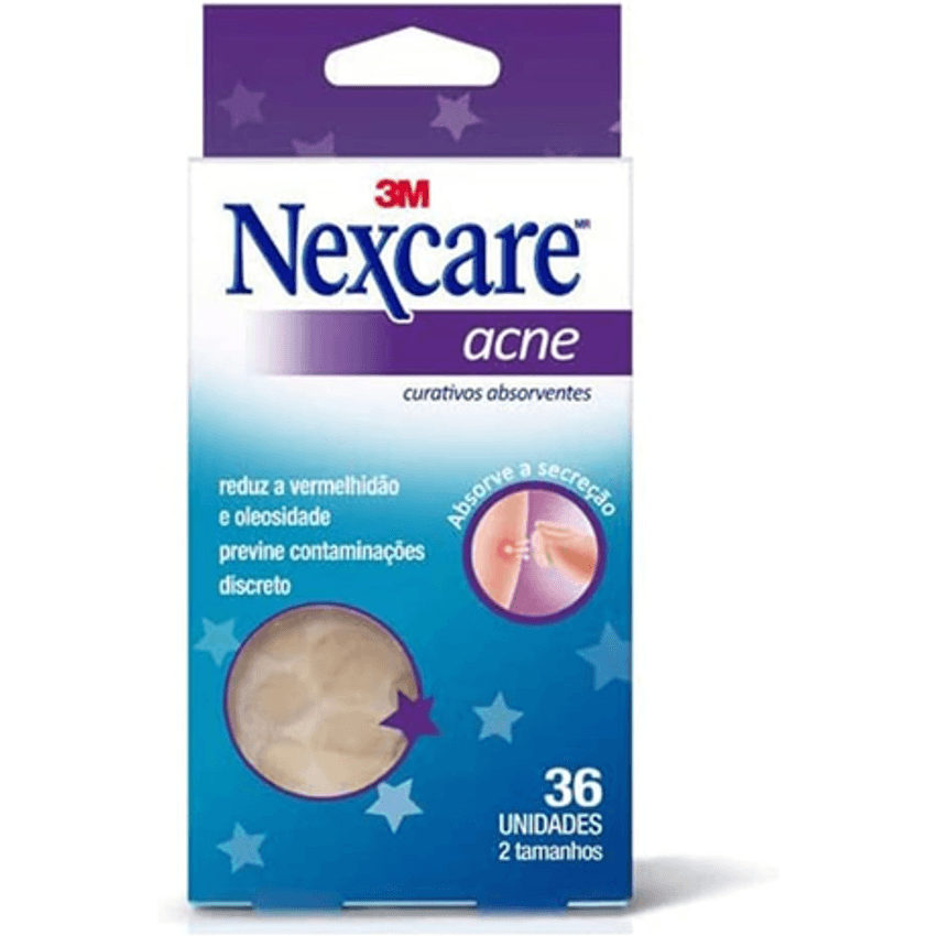 Nexcare, 3M, Curativos Absorventes Para Acne, Transparente - 36 Unidades