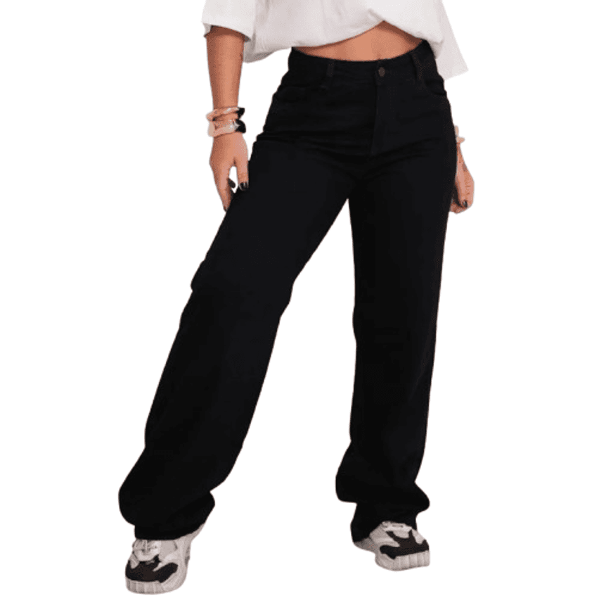 Calça Jeans Feminina Wide Leg Pantalona Cintura Alta Inverno