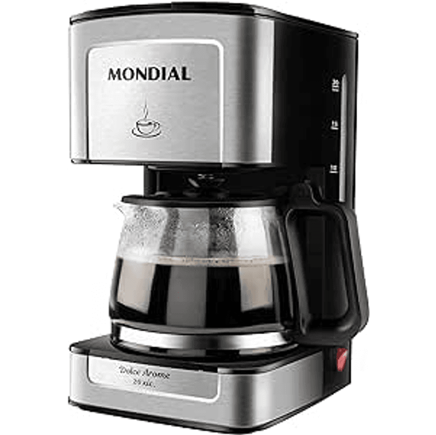 Cafeteira Elétrica Mondial Dolce Arome Vidro C-43-20X-SI 20 Xícaras 550W – Preto/Inox
