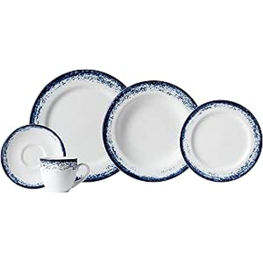 Serviço de Jantar e Chá 30 Peças em Porcelana, Decoração Névoa Azul, Porcelana Schmidt