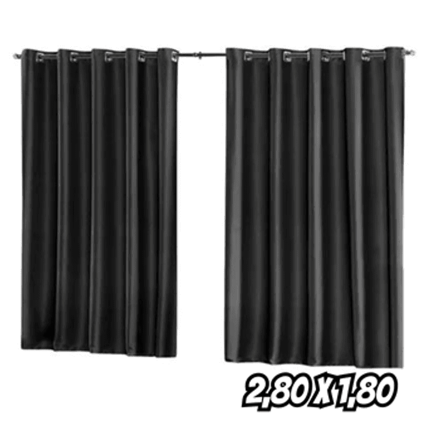 Cortina Blackout Em Tecido 2,80 X 1,80 Corta Luz 100% Cor Preto