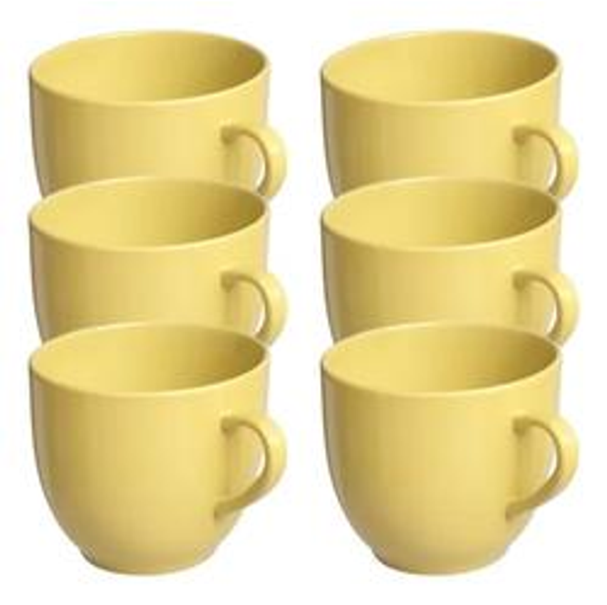 Promoção Jogo 6 Xicara Café Chá Porcelana 170ml Colorida