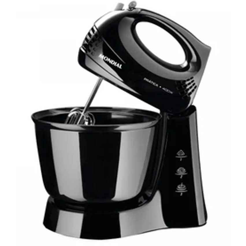 Batedeira Mondial Preta 400W Prática B-44-B - 3 Velocidades