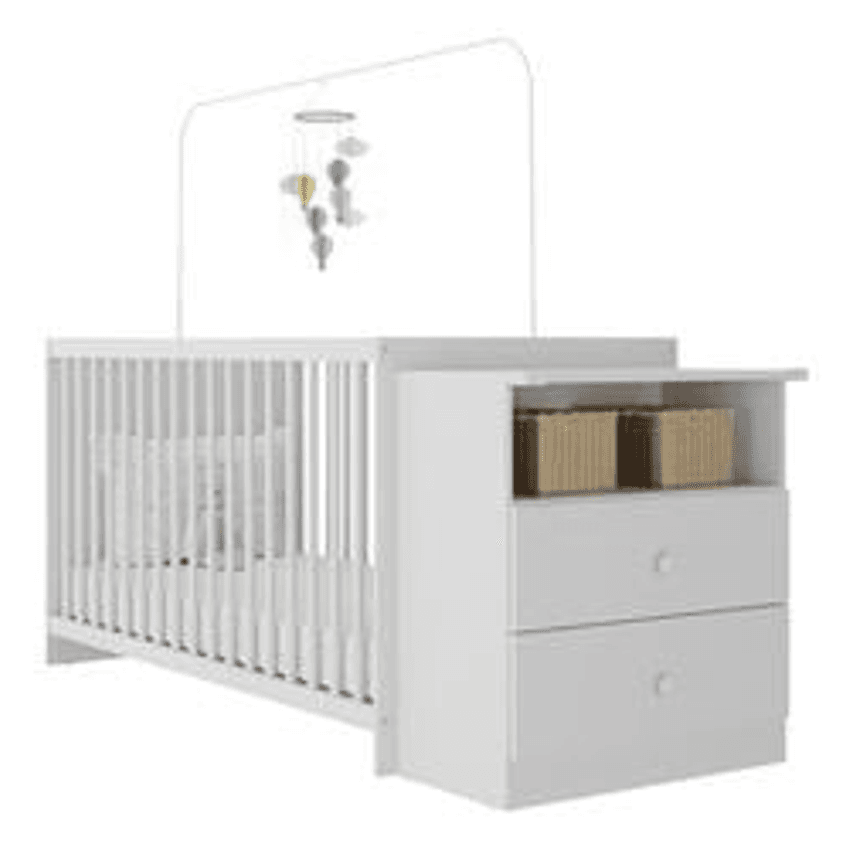 Berço Cômoda com Colchão Incluso Meu Bebê Multimóveis Branco