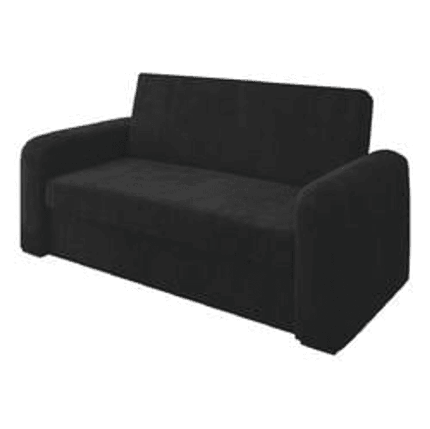 Sofá Cama Versátil 2 Lugares Veludo Selmer Cor Preto Selmer Estofados