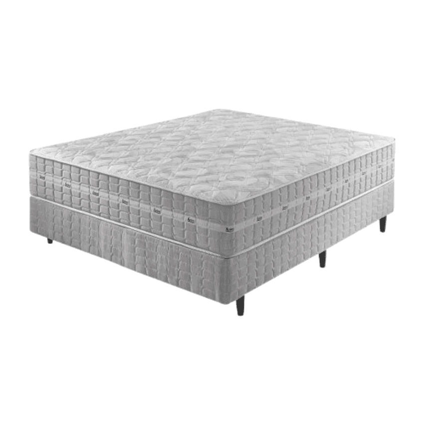 Cama Box Casal Cinza + Colchão Molas Ensacadas Alabama 138x188x61cm - Zidi