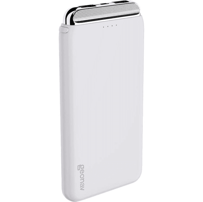 Geonav Power Bank, Carregador Portátil Universal 12.000 mAh, 2 Saídas USB + 1 Saída USB-C, PB12KWT, Branco