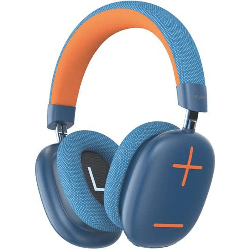 Basike Fones De Ouvido Sem Fio, Headphone Bluetooth on-ear com Microfone, Até 50 Horas de Música, HQ182B (Laranja Azul)