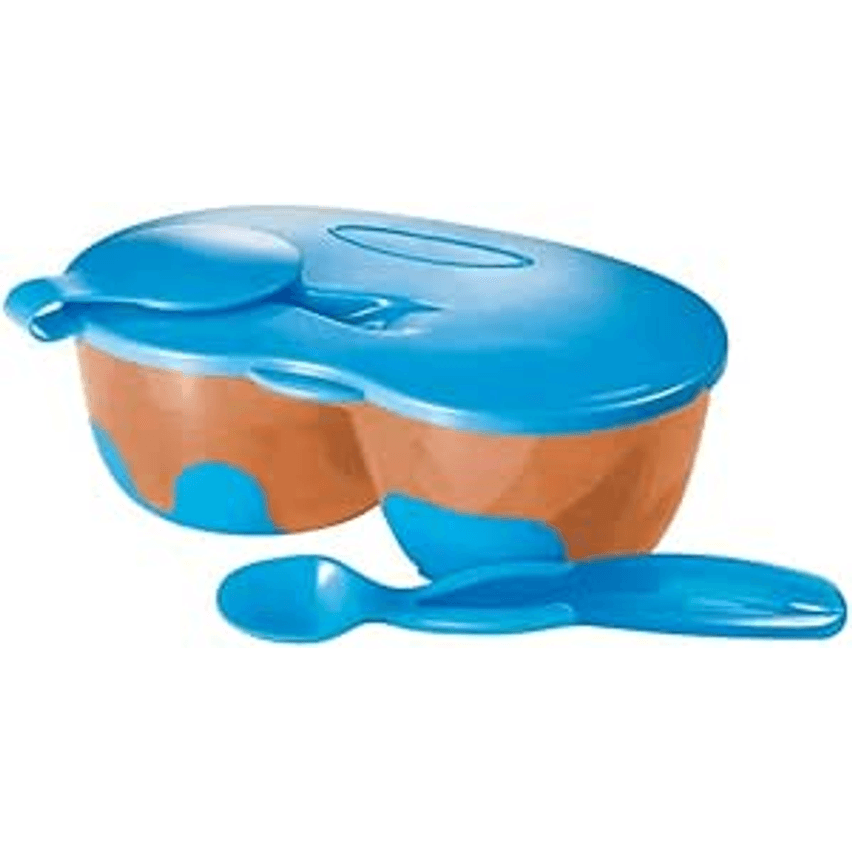 Multikids Baby Prato Fundo Com Divisória E Colher Funny Meal Azul - Bb053 Azul