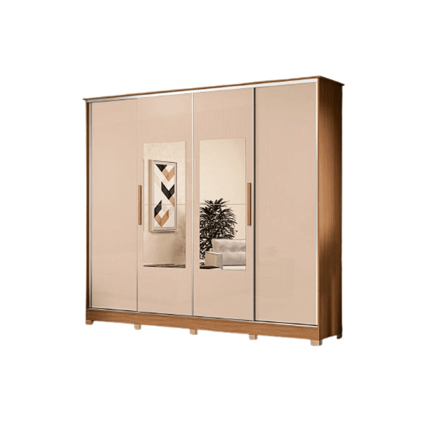 Guarda-roupa Casal com Espelho 4 Gavetas 4 Portas Kappesberg Mônaco II