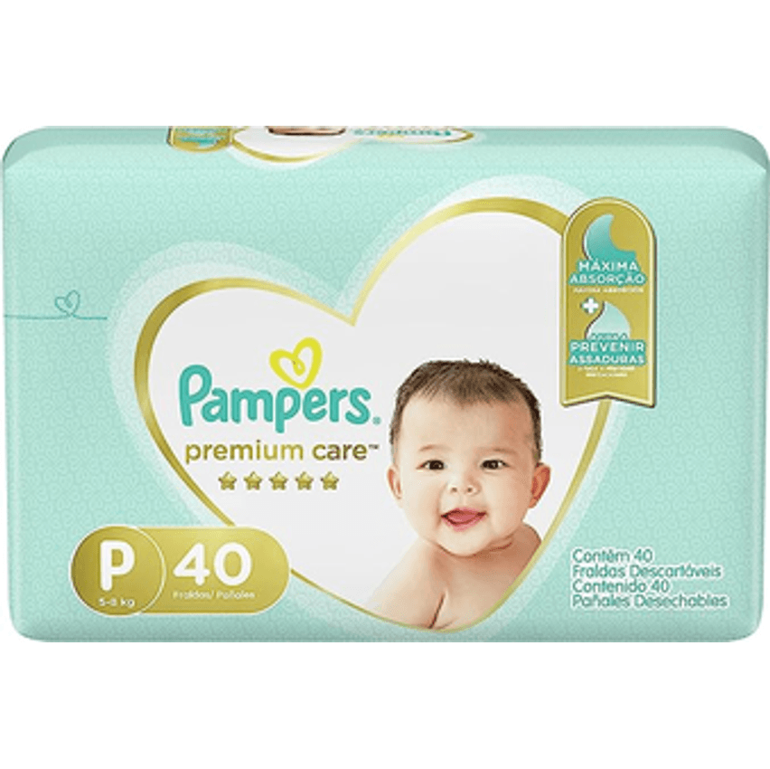 Fraldas Pampers Premium Care P 40 Unidades