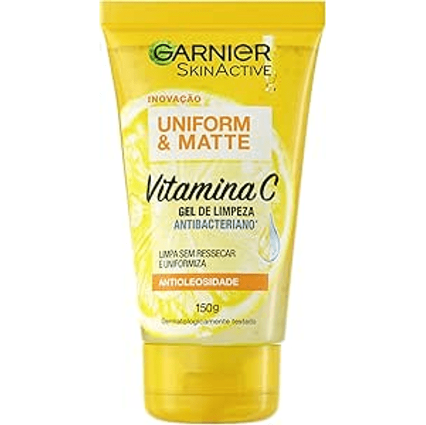 Gel de Limpeza Facial Antibacteriano Garnier Uniform & Matte Vitamina C, 150ml
