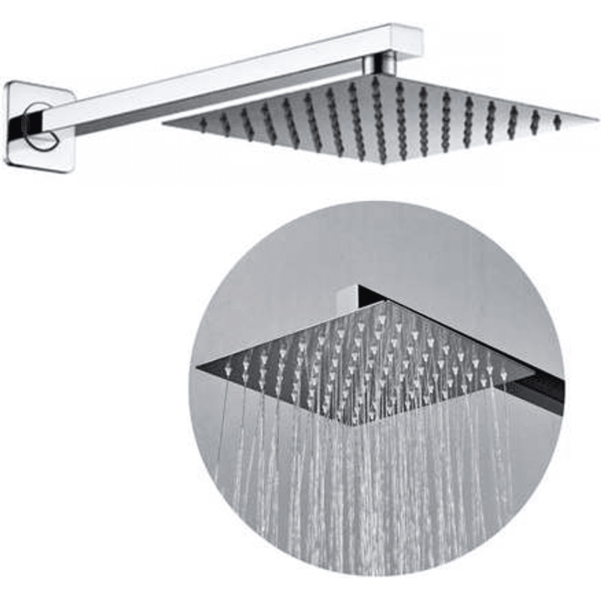 Ducha Chuveiro 20x20 Aço Inox Luxo Braço 40cm Solar Gás Slim Diversas Cores - Brinovar (Prata)
