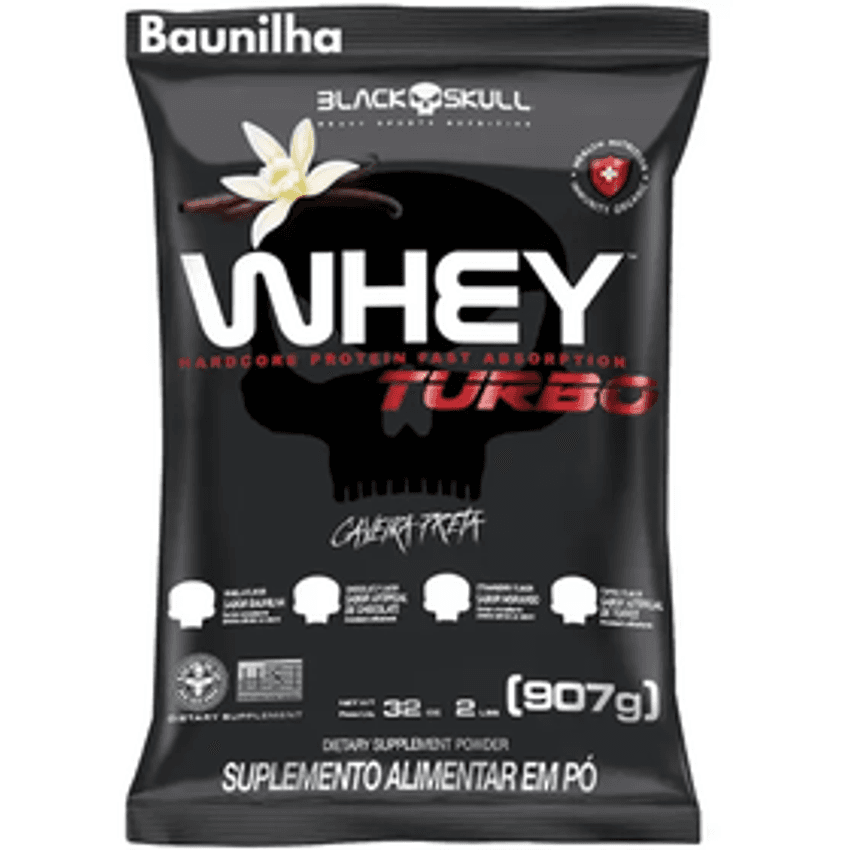 Whey Protein Concentrado Turbo Black Skull 907g - Refil