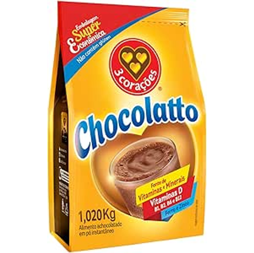 3 Corações Achocolatado em Pó Chocolatto, Pacote 1kg