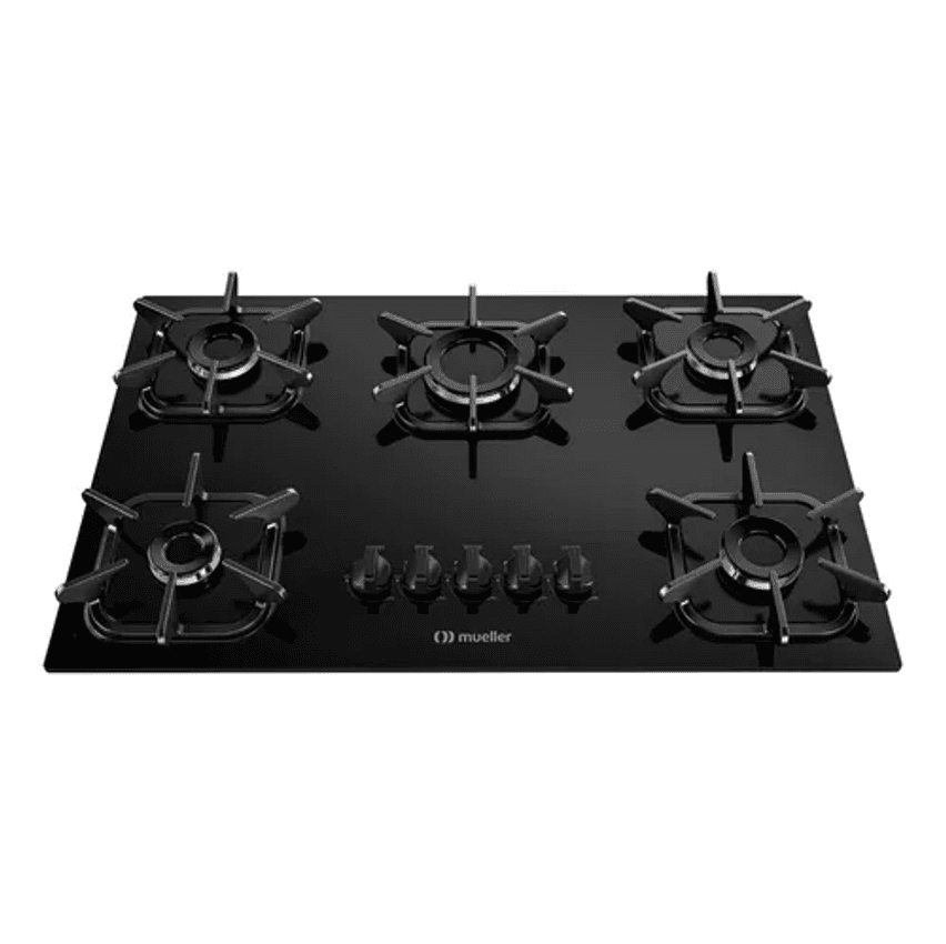 Cooktop Mueller 5 Bocas com Queimador Ultra Chama Preto 127V/220V