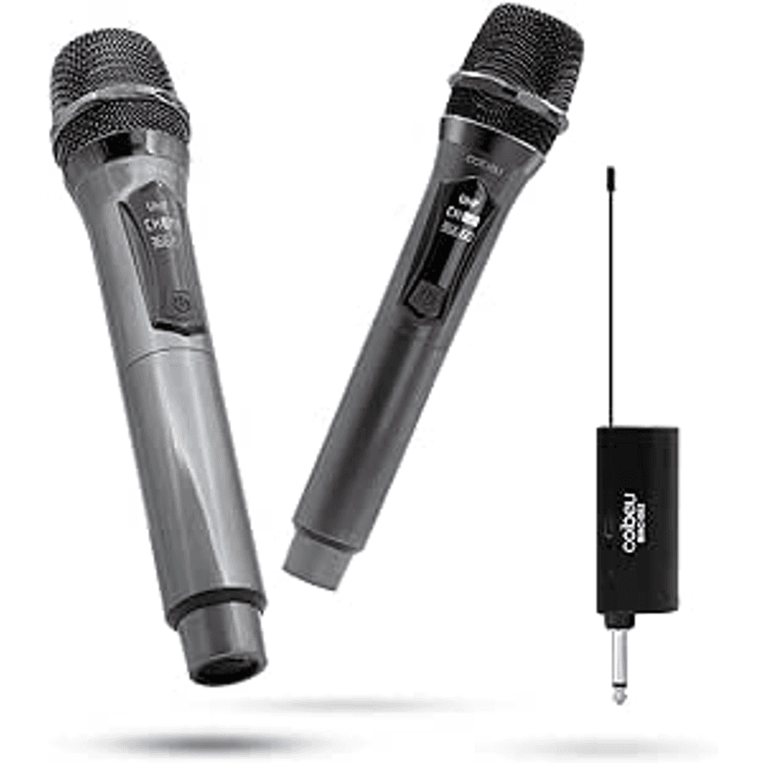 Microfone Sem Fio Duplo UHF, Microfone Karaoke, Microfone Dinamico, Microfone de Mão Profissional para Festas, Eventos, Aulas, Palestras, Lgreja, Desempenho, Entretenimento Familiar, MAC002
