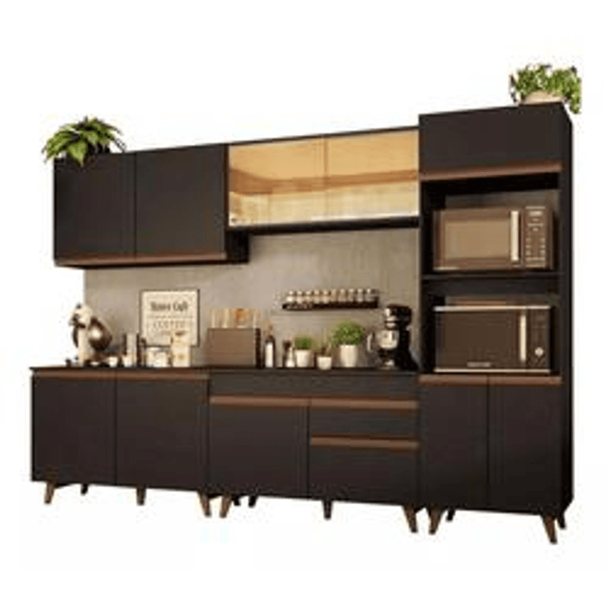 Cozinha Completa Madesa Reims 310001 Com Armário E Balcão Cor Preto