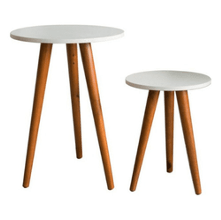 Conjunto Mesa Redonda Lateral De Canto Apoio Pe Palito Mdf
