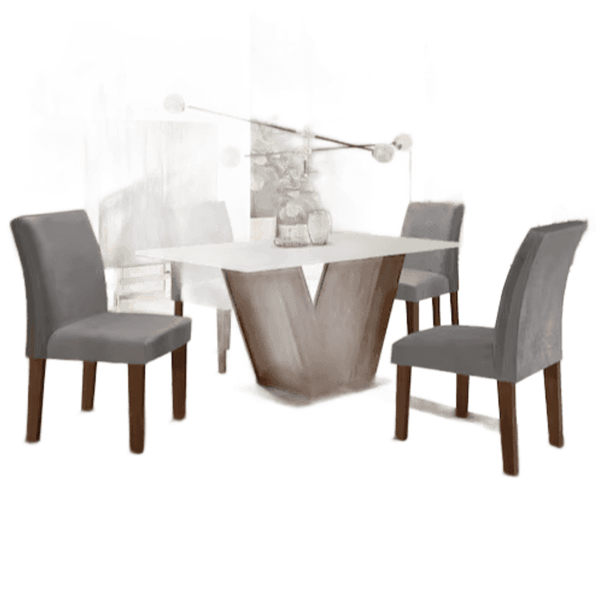 Conjunto Sala De Jantar Mesa 120x80cm Tampo Mdf Com 4 Cadeiras Espanha Yescasa Chocolate/grafite - Marrom