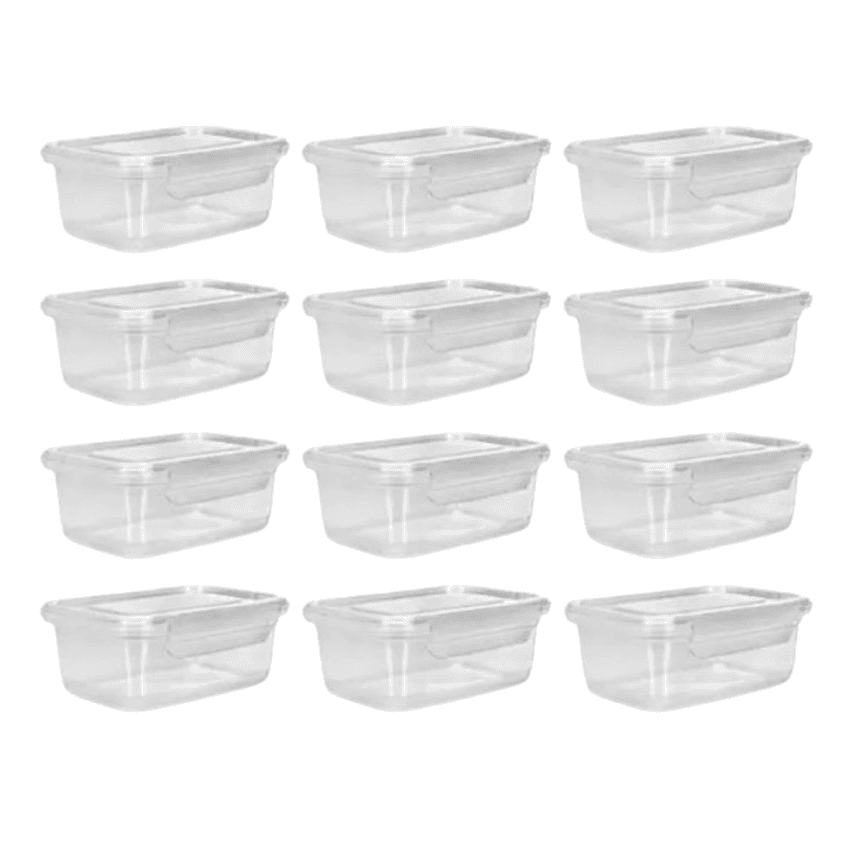 Pote com Trava Vasilha Erca Plast Micro e Freezer 750ml Reutilizável Cor Transparente Premium 12 unidades
