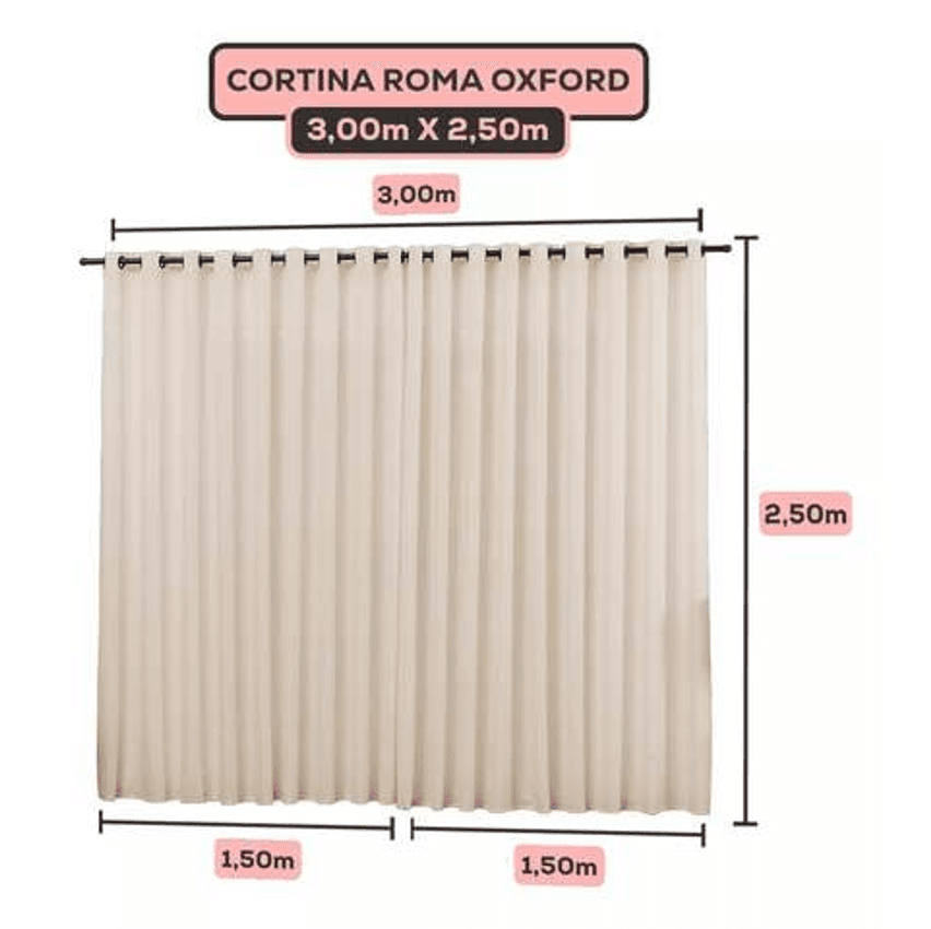 Cortina Tecido Oxford Grosso 3 Metros X 2,50 Largura Premium
