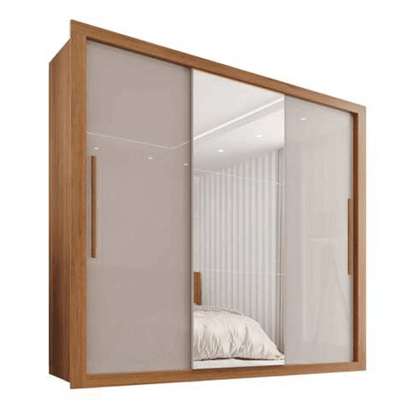 Guarda Roupa Casal 3 Portas Com Espelho 4 Gavetas Costa Rica